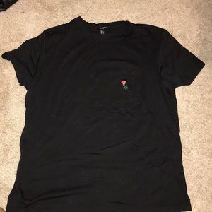 Men’s Forever21 Black with embroidery rose t-shirt